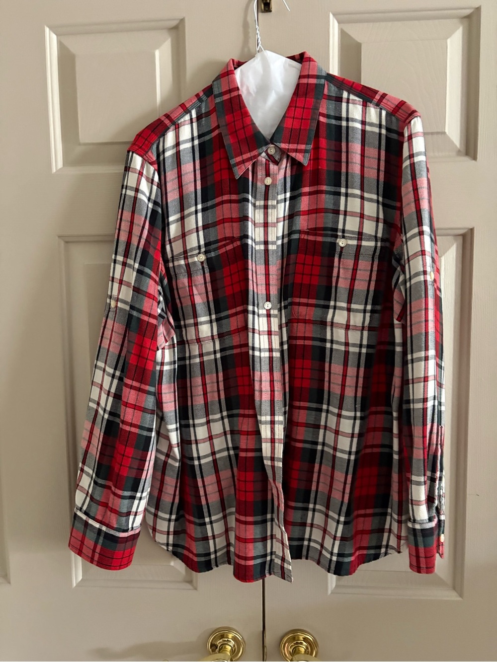 Lauren Ralph Lauren Red, Black and White Plaid Button-Down Shirt